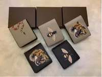 Mężczyźni Zwierzęta Krótkie portfele skóra czarna węża tygryse portfele pszczoły Kobiety w stylu Luksusowe luksusowe portfele Portfel z pudełkiem na prezent najwyższej jakości