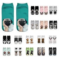 Unisex sokken populaire grappige 3D honden printen korte katoenen sok vrouwen mannen kerstsokken meias femme low gesneden enkelband sokken 50styles