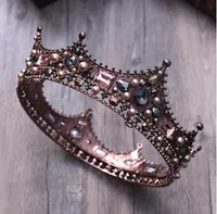 Princesa de cristal barroco Crown Crown Full Ronda de joyería de novia Círculo King y reina Pearl Tiara para bodas Party Party Vintage