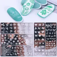 Nail Art Stamping Plates Set With Butterfly Flower Snowflake Design Nail Image Stamper Mall för Nail Salon Manicure Tillbehör