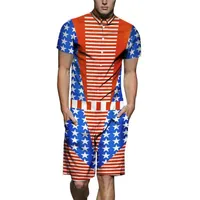 Juegos impresos de Carga Equipos Pantalones cortos de verano para hombre 19SS moda chándales de una pieza de diseño de la bandera de EE.UU. camisas 3D