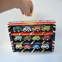 12 Pack Pull Back Mini Cars Toys Mobile Machinery Shop Construction Vehicle Fire Truck Taxi Model Baby Mini Cars Gift Children Toys
