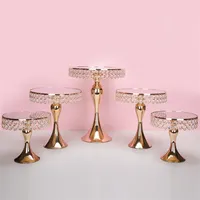 5 stks / set goud kristal cake houder stand taart pan cupcake zoete tafel snoep bar tafel centerpieces bruiloft decoraties