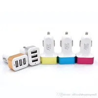 Triple 3 USB Car Charger Adapter 2.1A Metal Car-Charger Mobiltelefon USB Socket 3 Ports Auto Chargers för Samsung S8 iPhone