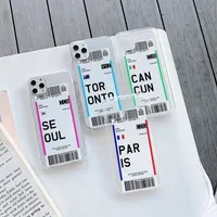 Creative Air Ticket Case voor iPhone 11 Pro MAX X XR Country London Parijs Tokyo New York Houston Chicago Transparante Anti-Fall Soft Cover