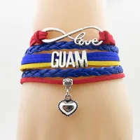 Infinity Love Guam Braccialetto Braccialetto Cuore Guam Bandiera Nazionale Braccialetti in pelle blu navy Braccialetti in pelle Braccialetti per donna e uomo