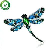 DesignerCrystal Vintage Dragonfly Broszki Kobiety Duża Insekta Broszka Pin Moda Dress Coat Akcesoria Cute Biżuteria Shinny Rhinestone Prezent