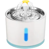 Stainless Lip Automatic Electric 2.4L Pet Water Fountain Dog / Cat Drinking Bowl med LED Ligtht