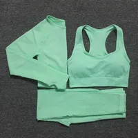 10 Farben Yoga Set Vital Fitness Sportanzug Frauen Sport BH + Langarm Crop Top Laufen Turnhalle Kleidung Femme