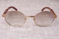 Großhandel - Runde Sonnenbrille Vieh Horn Brillen 7550178 Holz Männer und Frauen Sonnenbrille Glasin Brausewear Größe: 55-22-135mm