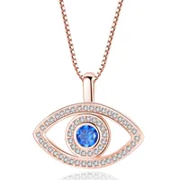 Blue Evil Eye Pendentif Collier Crystal Crystal Cz Clavicule Collier Argent Rose Gold Bijoux Troisième Eye Zircon Collier Fashion Anniversaire Cadeau d'anniversaire