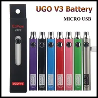 Otantik EcPow UGO V3 Pil 650 mAh 900 mAh Ön Isıtma VV Mikro USB Şarj USB Şarj ile Kalın Yağ Kartuşları için Vape Kalem Pil