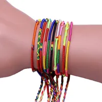 100 pcs / set meninas pulseira colorida linha colorida mão-tecida mão-tecida pulseira jóias de jóias Bom desejo para crianças homens mulheres presentes zhn05
