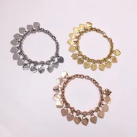 Charm Bracelets Fashion Titanium Steel Heart Dangle Bracelet T Letters 14 Hanging Crude For Women Party Jewelry