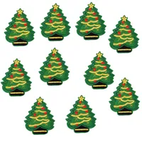 10 PCS 의류 청바지에 대 한 녹색 크리스마스 트리 패치 전송 applique 재킷 코트에 대 한 다채로운 패치 자 수에 대 한 DIY 바느질