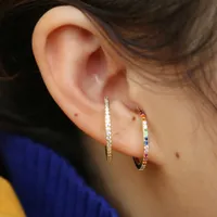 2019 Nouveau designeur femmes colorées CZ Circle Colfe Cuff Cuff Clip Boucles d'oreilles Gold Couleur Mariage Piercing Dual-Usez bijoux boucles d'oreilles