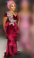 Sexy Plus Size Arabische Moslim Bourgondië Mermaid Avond Prom Jurken Jurk Lange Elegante Vrouwen Formele Feestjurk