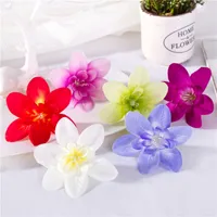 200pcs 8Colors Artificial Flower Head New Styles Artificial Orchid Silk Craft Flowers For Wedding Christmas Decoration Head Ring Wirstband