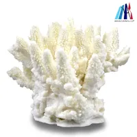 Centrotavola scultura in corallo bianco per decorazioni da scrivania in acquario, decorazioni per la casa d'arte e collezione da ufficio 6,3 pollici x 7,9 pollici