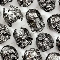 5 pcs novo crânio legal skull skeleton gótico motociclista anéis homens rock punk anel festa favor atacado jóias lotes de alta qualidade LR4107