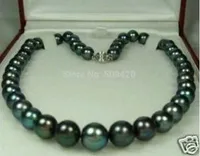 Envío Gratis 8-9mm Tahitian negro Natural collar de perlas 18 "