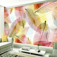 ドロップシップカスタム壁画壁紙現代の抽象的な色の葉の不織布壁絵画リビングルームの寝室の背景安い壁紙の装飾
