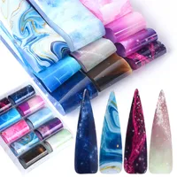 10PCS do prego Foil Sticker Set Holographic Starry Sky Adhesive Wraps Transfer Paper mármore brilhando Nail Art Decal Gel Slider