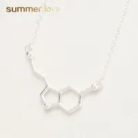 Creatieve chemische molecuul goud zilver plaat hanger ketting voor vrouwen wetenschap leraar professor sieraden charme koperen ketting cadeau