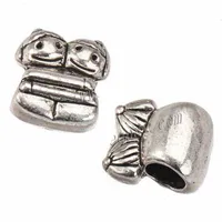 european jewellery beads for bracelets diy metal big hole antique silver girl boy hug lovers crafts jewelry accessories 11*10mm 100pcs