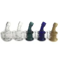 Nuevo 3.5 Pulgadas 10mm 14mm Mini Bongs de Agua de Cristal con Grueso Pyrex Coloreado A Mano Fumador Reciclador para Cubiletes Dab Bong para Tuberías