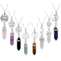 Natural Stone Pendants Necklace Chain Colliers Women Luxury Jewelry Statement Chokers Necklaces Rose Quartz Healing Crystals Neecklaces