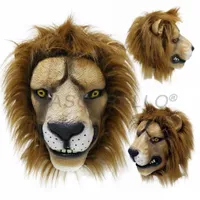 Halloween in lattice Leone Maschera animali completa della testa del fronte di carnevale in lattice maschera di gomma del partito Cosplay realistici Maschere Costume Lion