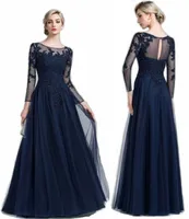 Artı boyutu Lacivert Uzun Modest Gelinlik Modelleri Uzun Kollu Boncuklu Dantel Düğün Elbise Bahar Yeni Gelinler Hizmetçi Elbise