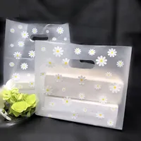 100 unids 18 * 25 * 10 cm encantadora bolsa de regalo floral espesar bolsa de plástico de compras de compras lindo de flores blancas bolsas de plástico