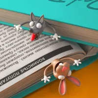 Creatieve 3D-dierlijke bladwijzer originele ontwerp Leuke grappige kat student met 2 stuks bladwijzer kind coöperatieve groothandel