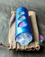 Bleu tuyau d'eau en acier inoxydable creux bong en verre en gros brûleur à huile en verre Tuyaux Les conduites d'eau en verre Oil Pipe