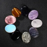 Natural Quartz Palm Stones 9 pcs Amethyst Opal Oval Tumbled Crystals Polished Minerals Healing Mineral Specimen