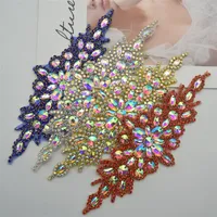 мода цвет Sew утюг на горный хрусталь бисером аппликация для обрезки свадебное платье пояса Motif