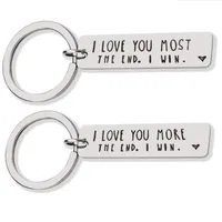 Charm Key ring I LOVE YOU MORE THE END Letter Strip Metal Couple Keychain Key Ring Holder Decor Key Chain Valentine&#039;s Day Gifts