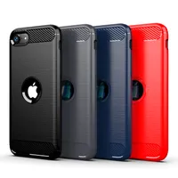 For iPhone SE 2020 12 11 Pro Max 7 8 Plus XR XS Max Rugged Brushed Carbon Fiber Anti Fingerprint Soft TPU Case
