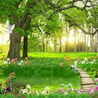 아름다운 및 간단한 레저 녹색 큰 나무 숲 풍경 아름다운 풍경 배경 화면 배경 화면