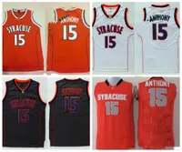 Męskie Syracuse Orange College Koszykówki Koszulki Kamerlo # 15 Anthony Shirts Szyte Niestandardowe Jersey