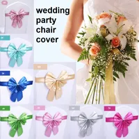 Elastic Bowknot Chair Covers Taffeta Chair Sashes Banquet Bowknot Chiffon Chair Cover Wedding Home Parties Accessories