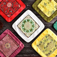 Chiński stołowy Mata Patchwork Luksusowy Vintage Square Pad Izolacji Natural Mulberry Silk Platemats Hurtownie ZC0405