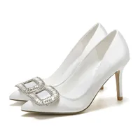 أحدث أحذية الزفاف الأبيض الحرير كريستال مزين الزفاف الأحذية النسائية مضخة الحفلة الراقصة حزب المساء السيدات الكعوب 7cm و9CM حجم 34-41 الشحن المجاني
