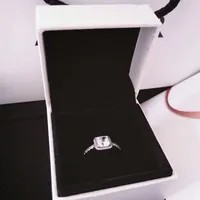 Temperament CZ Diamond Ring met Doos 925 Sterling Verzilverd 18K Vergulde Rose Goud Eeuwige Elegante Lady Ring voor Pandora Sieraden Gift