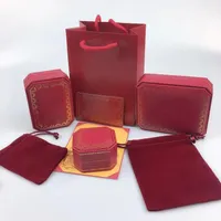 Conjuntos de jóias caixa vermelha CA letra colar bracelete brincos anel sets caixa saco de poeira saco de presente (combine os itens de armazenamento de vendas, não vendidos individuais)