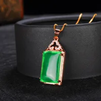 Esmeralda Colgante Marca Emeralda Semillas de hielo Collar de sexo femenino 18k Oro Inlaid Cadena colgante