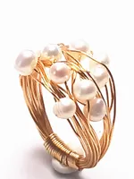 Koraba 14k oro amarillo barroco natural perla hecha a mano las mujeres anillo