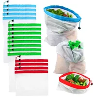 再利用可能な買い物袋環境に優しいメッシュ野菜のフルーツのおもちゃ貯蔵袋の手トート在宅環境保管袋